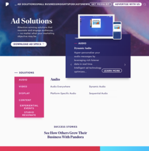 Pandora Website Example
