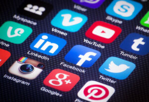 social media logos on a phone