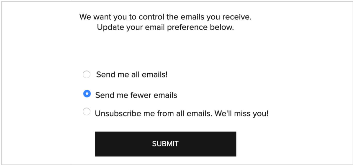 example of subscription preferences