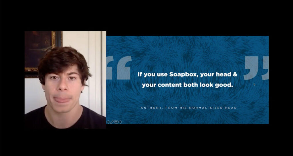 screenshot showing video to screenshare ration on Soapbox by Wistia