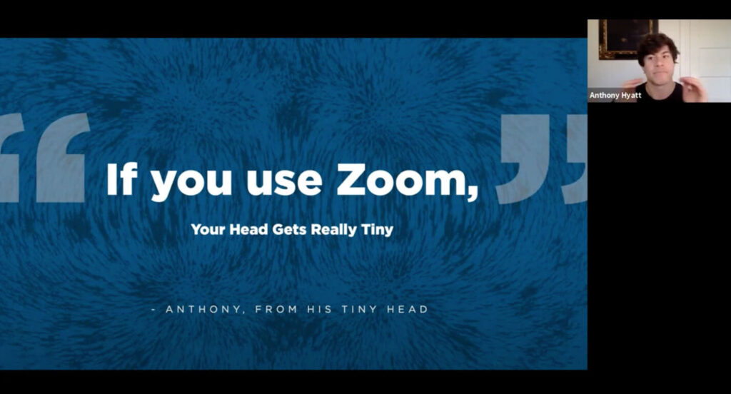 Screenshot of Zoom making your head tiny