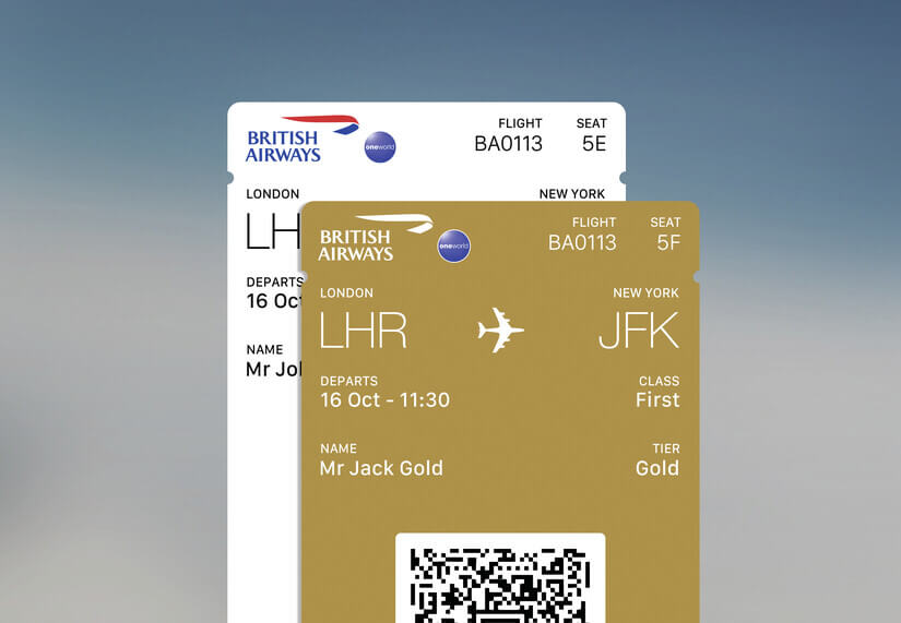 British Airways tickets with QR codes