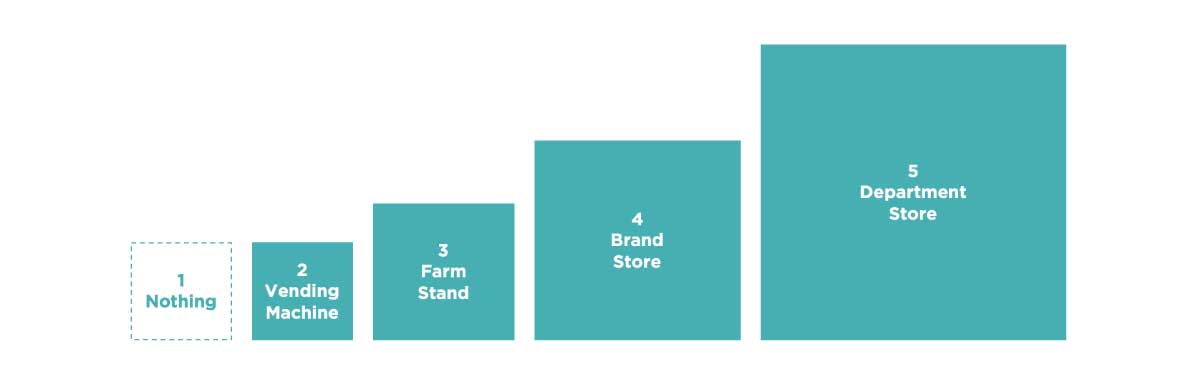 graphic of the 5 stages of e-commerce growth