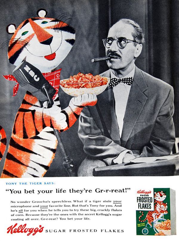 Groucho Marx in a vintage Frosted Flakes ad