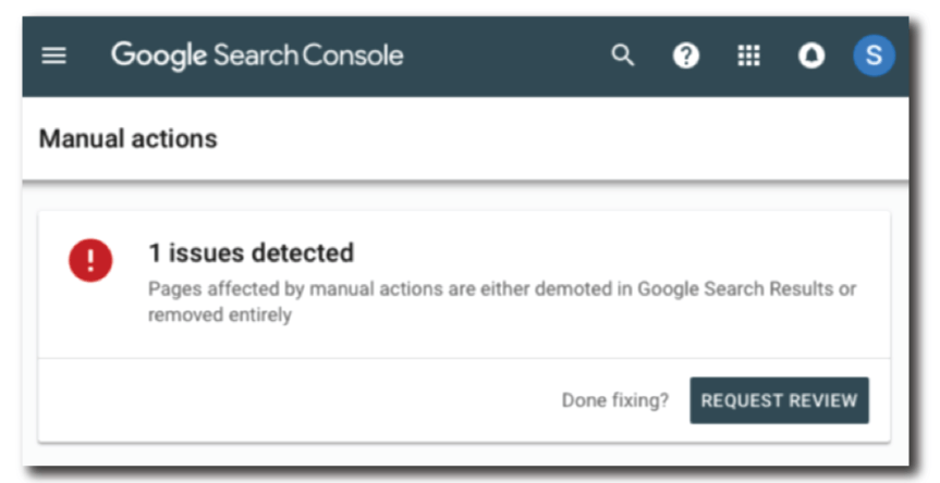 Manual Action Notice from Google Search Console