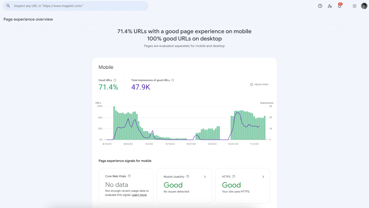 Google Search Console Page Experience
