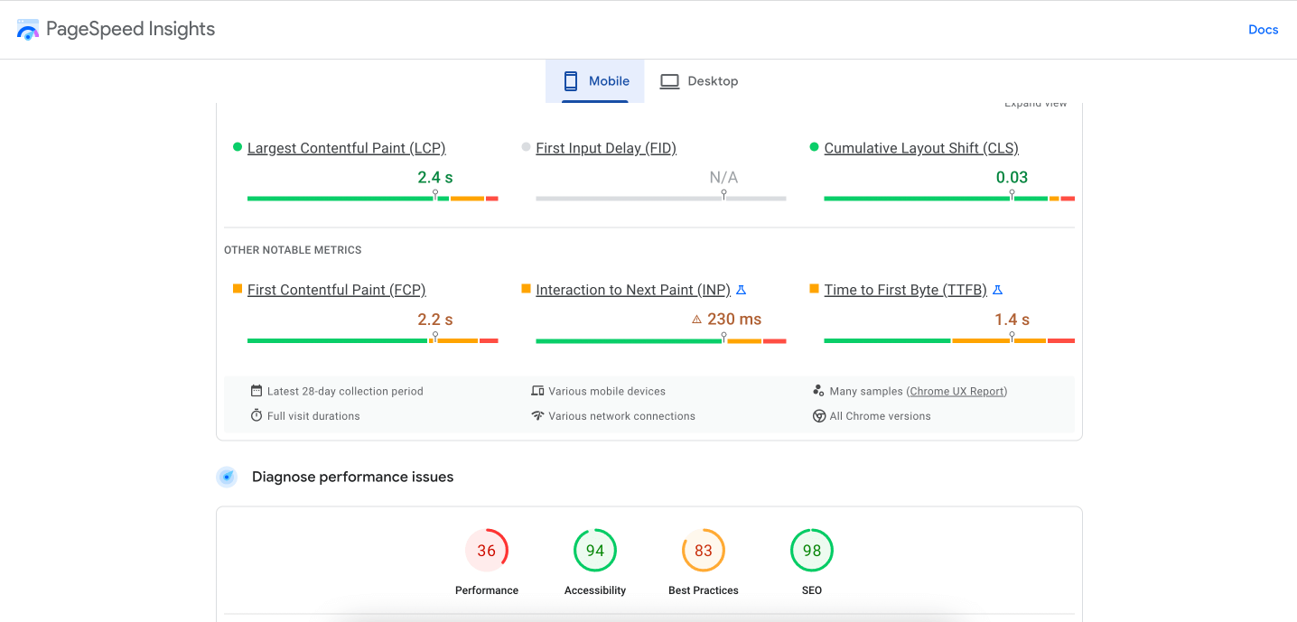 Google PageSpeed Insights 